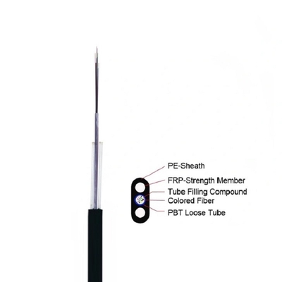 12 ألياف ADSS Flat FTTH Drop Optic Cable Dielectric FRP Strength Member