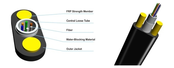 12 ألياف ADSS Flat FTTH Drop Optic Cable Dielectric FRP Strength Member